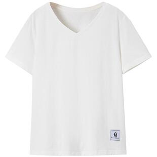 太平鸟V领纯色T恤衫女短袖夏季简约宽松时尚显瘦针织上衣