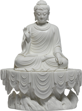 晟美陶瓷18寸坐石裟婆三圣佛像