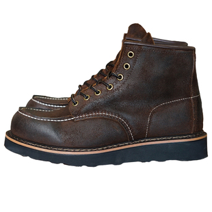 头层牛皮疯马皮反用 固特异工艺875工装靴男复古马丁靴机车靴子