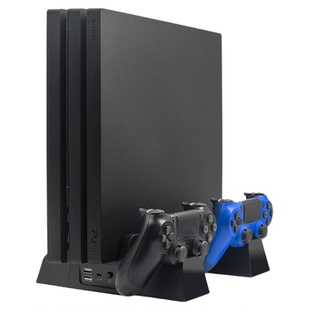 PS4/SLIM/PRO多合一主机散热底座+碟片收纳支架+PS4无线手柄座充