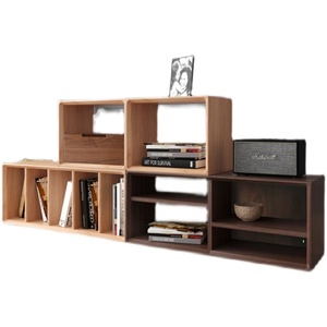 白蜡木格子柜自由组合实木书柜现代简约多功能客厅收纳柜落地矮柜