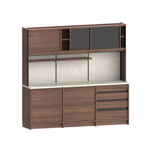 出乎生活家具纵横餐边柜黑胡桃木轻奢茶水柜靠墙岩板储物柜置物柜