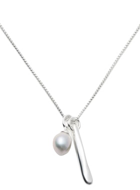 灰色珍珠肌理吊坠项链女