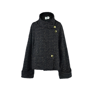 aaaaxbbb 曼恩岛屿 金丝羊毛杂色短款韩版大衣女保暖通勤外套