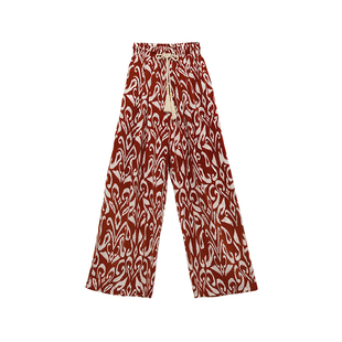 麦叙原创《波尔曼》波西米亚度假风印花阔腿裤高腰系带休闲长裤