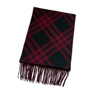 媲美羊绒肤感！经典战马格纹流苏羊毛围巾秋冬保暖围脖 男女同款