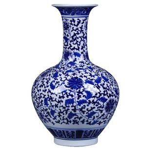 景德镇陶瓷花瓶客厅摆件大号仿古青花瓷瓶中式家居电视柜装饰花瓶
