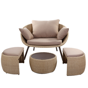 MWH曼好家户外庭院休闲藤椅阳台客厅桌椅三件套藤沙发茶几组合椅