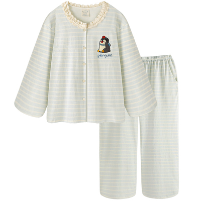 睡衣女款纯棉长袖长裤秋冬季