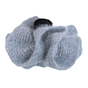 韩系灰色毛线花苞抓夹高级半扎发鲨鱼夹发饰女秋冬发夹头饰发卡小