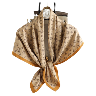 小丝巾女大号方巾纱巾春秋冬季妈妈四方正方形薄围巾围脖子90x90