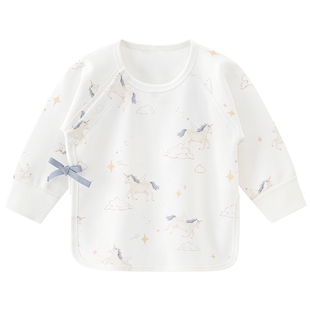 乖奇熊马年新生宝宝纯棉半背衣春秋季初生婴儿无骨长袖产房上衣服