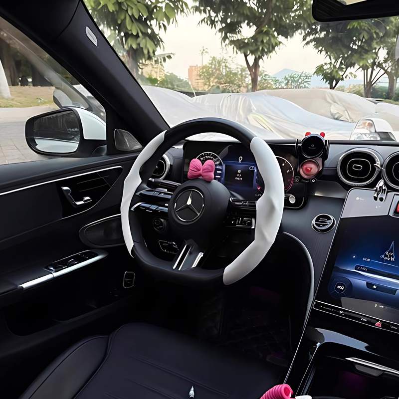 奔驰汽车方向盘防滑套吸汗透气超薄方向盘D型把套卡套方向盘套Ins