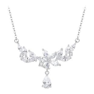 周大生紫藤花项链S925纯银轻奢小众高级感锁骨链新年节礼物送女友