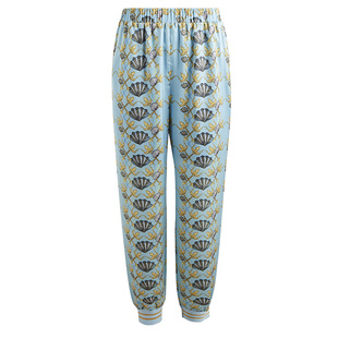 kodice夏季新款印花松紧长裤女裤蓝色贝壳气质款收口裤脚休闲裤子