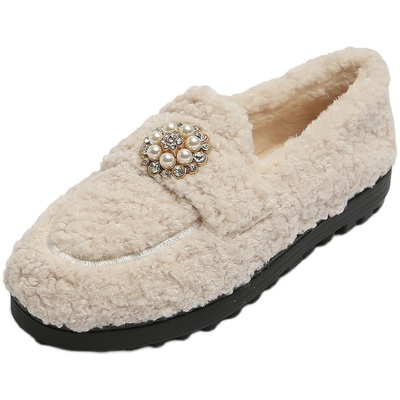 毛毛女冬外穿厚加绒41一43瓢鞋