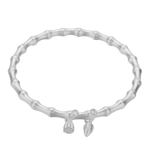 永兴银楼足银999银手镯女竹节荷花镯子古法竹报平安银手环送女友