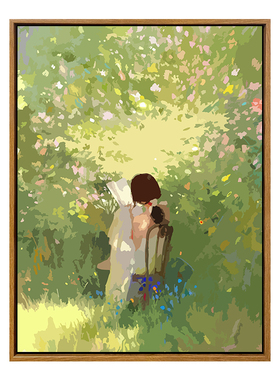 治愈少女背影数字油画diy