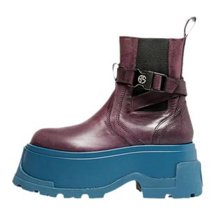 BLOCCO5女鞋短靴女CHUNKY皮带扣饰增高厚底切尔西女靴原创