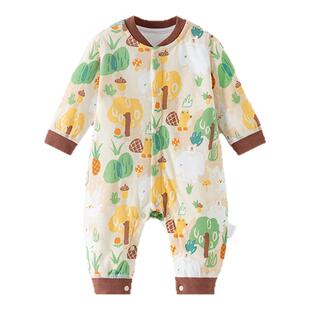 欢喜小熊男宝宝连体衣冬季夹棉保暖哈衣爬服新生儿冬装婴幼儿衣服