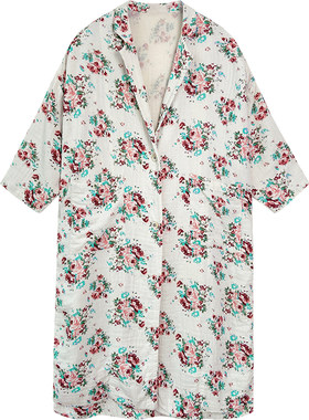 宽松显瘦小西服领印花长款外套