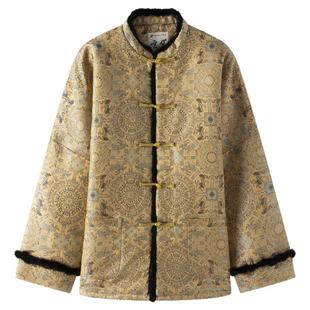 唐装棉袄男中国风男装外套国潮印花棉衣新中式水貂领盘扣厚棉服男