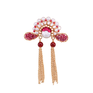 国粹经典刀马旦胸针胸花手工珠宝天然珍珠古典古风别针高档配饰女