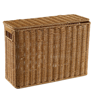 家好点收纳箱窄高型带盖家用夹缝隙收纳筐仿藤编织橱柜边角储物盒