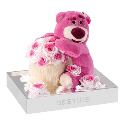 迪士尼草莓熊熊永生花抱抱桶正品