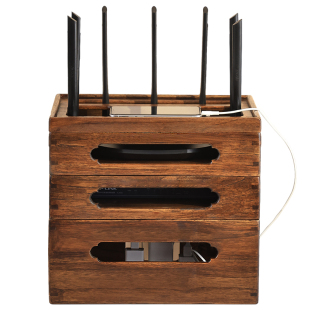 泰吉利实木wifi路由器收纳盒置物架桌面机顶盒子光猫放置架