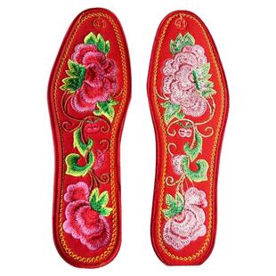 2025年新款成品刺绣鞋垫结婚专用喜庆红色手工十字绣鞋垫新郎新娘