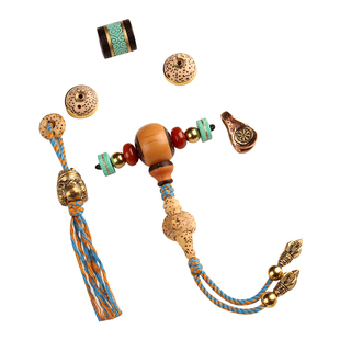 藏式国风文玩佛珠配饰隔珠三通隔片全一整套装DIY金刚星月配件