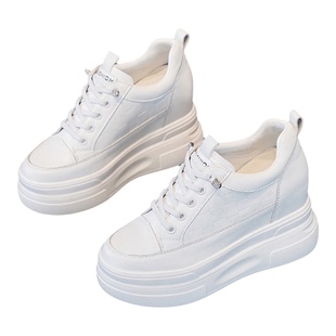 2026春季真皮小白鞋女内增高10CM女鞋厚底松糕小个子休闲显高显瘦