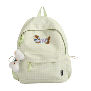 书包女生小学生2026新款初中生ins蓝色格纹高颜值大容量双肩包女