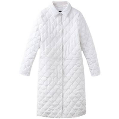 素觉休闲中长款翻领菱格纹羽绒服