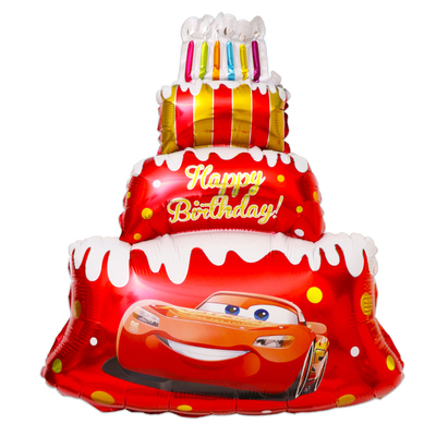 汽车总动员卡通气球男孩生日拉旗