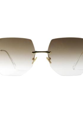 无框水蜜桃色UV400防紫外线墨镜