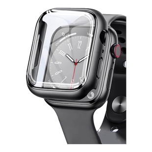 适用苹果手表S9钢化膜保护壳一体式iwatchs10保护套SE/6/5/4/3/2代全包手表壳套装watch一体超薄40/44/41/45