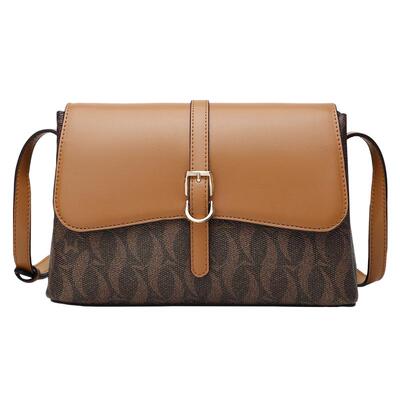 稻草人经典撞色印花斜挎包单肩包