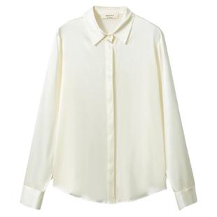 特惠 质感高及翻新通勤白领OL风真丝长袖衬衫桑蚕丝缎面上衣春秋