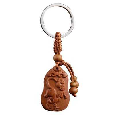 桃木十二生肖钥匙扣挂件