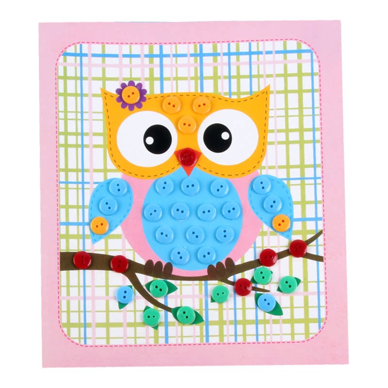 儿童纽扣画幼儿园手工制作扣子益智材料包宝宝DIY创意粘贴画贴纸