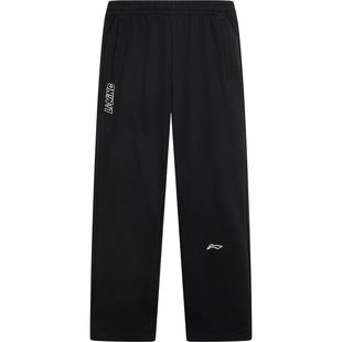 李宁卫裤男士冬季宽松黑色裤子直筒休闲裤加绒跑步裤针织运动裤男