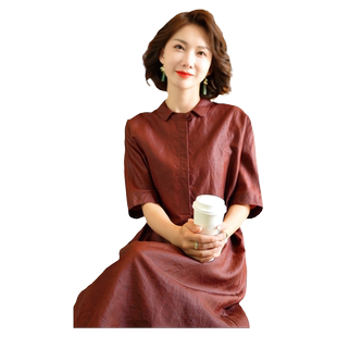 杭州丝绸真丝连衣裙中古典红云纱裙子女2025夏季新款桑蚕丝香云纱