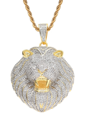 欧美街头嘻哈吊坠男S925纯银狮子头项链潮牌小众重工潮流说唱配饰