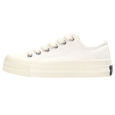 纯白色帆布鞋女增高厚底