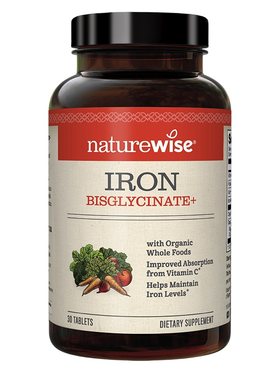 Naturewise双甘氨酸铁螯合铁补铁片铁剂补铁孕妇孕期成人补铁剂血