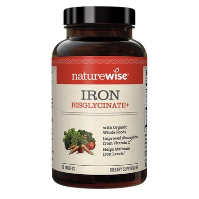 Naturewise双甘氨酸铁螯合铁补铁片铁剂补铁孕妇孕期成人补铁剂血