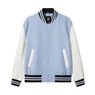 【羊皮革拼接】卡宾羊毛呢夹克男冬季新款外套商场同款棒球服