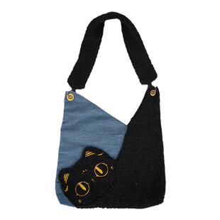 大英博物馆文创安德森猫咪牛仔包帆布包袋通勤单肩包包女生日礼物